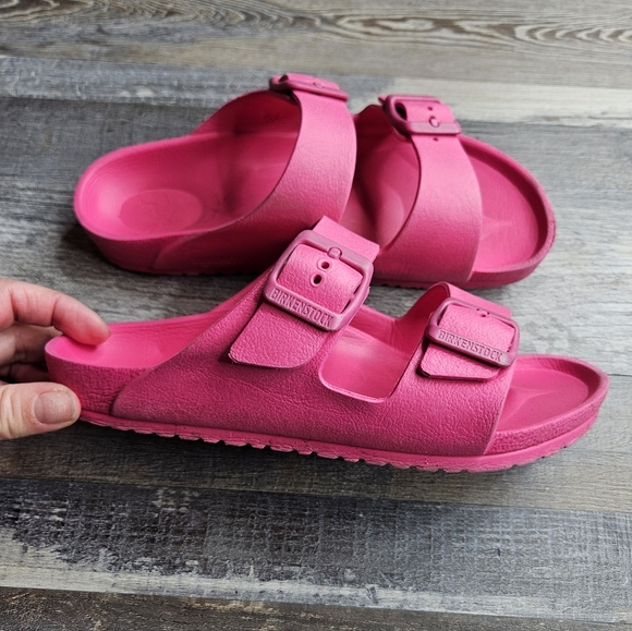 Birkenstock Arizona Rubber Sandals Pink Size 34 = Kids 3-3.5 - Picture 2 of 8